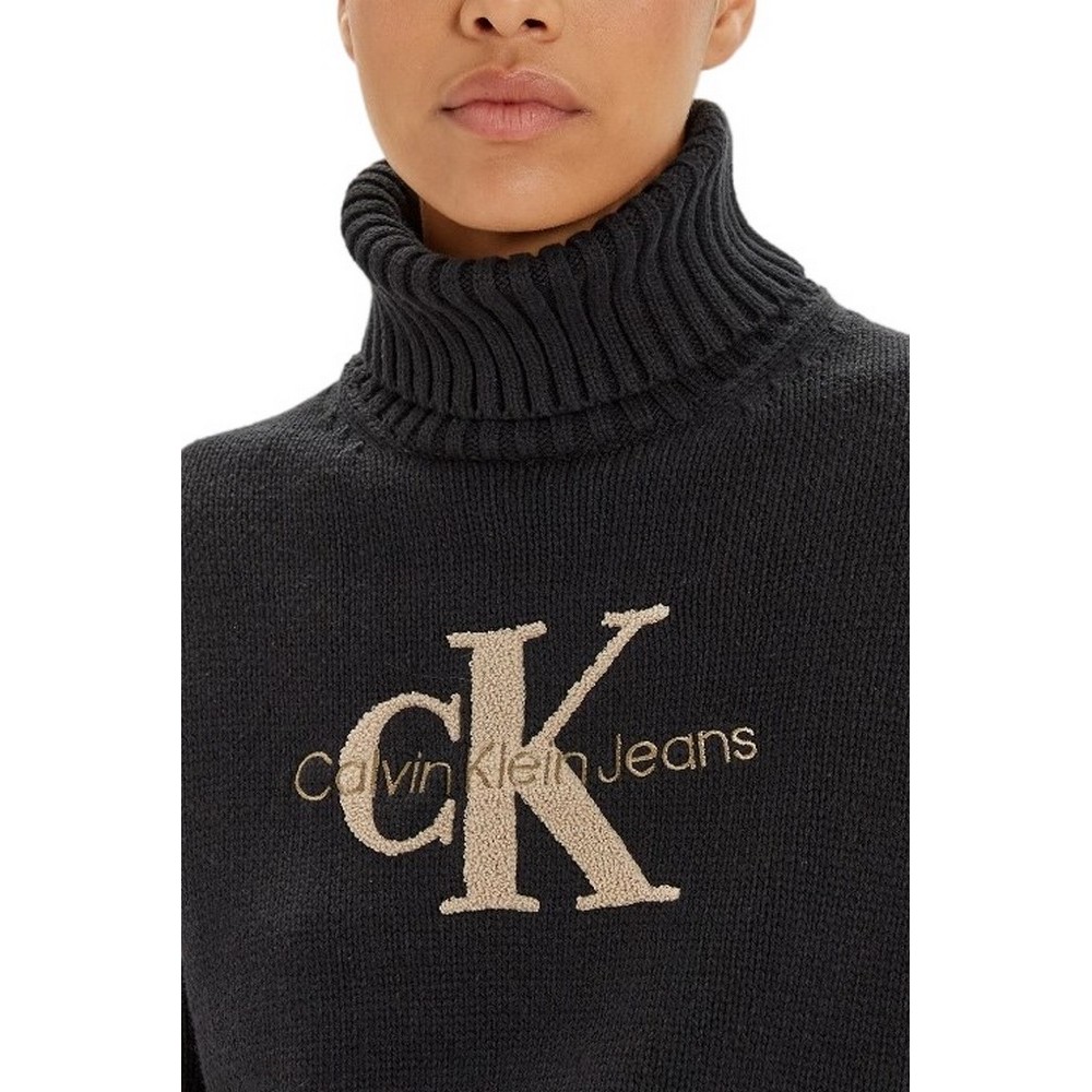 CALVIN KLEIN JEANS CHENILLE MONOLOGO SWEATER ΜΠΛΟΥΖΑ ΓΥΝΑΙΚΕΙΑ BLACK