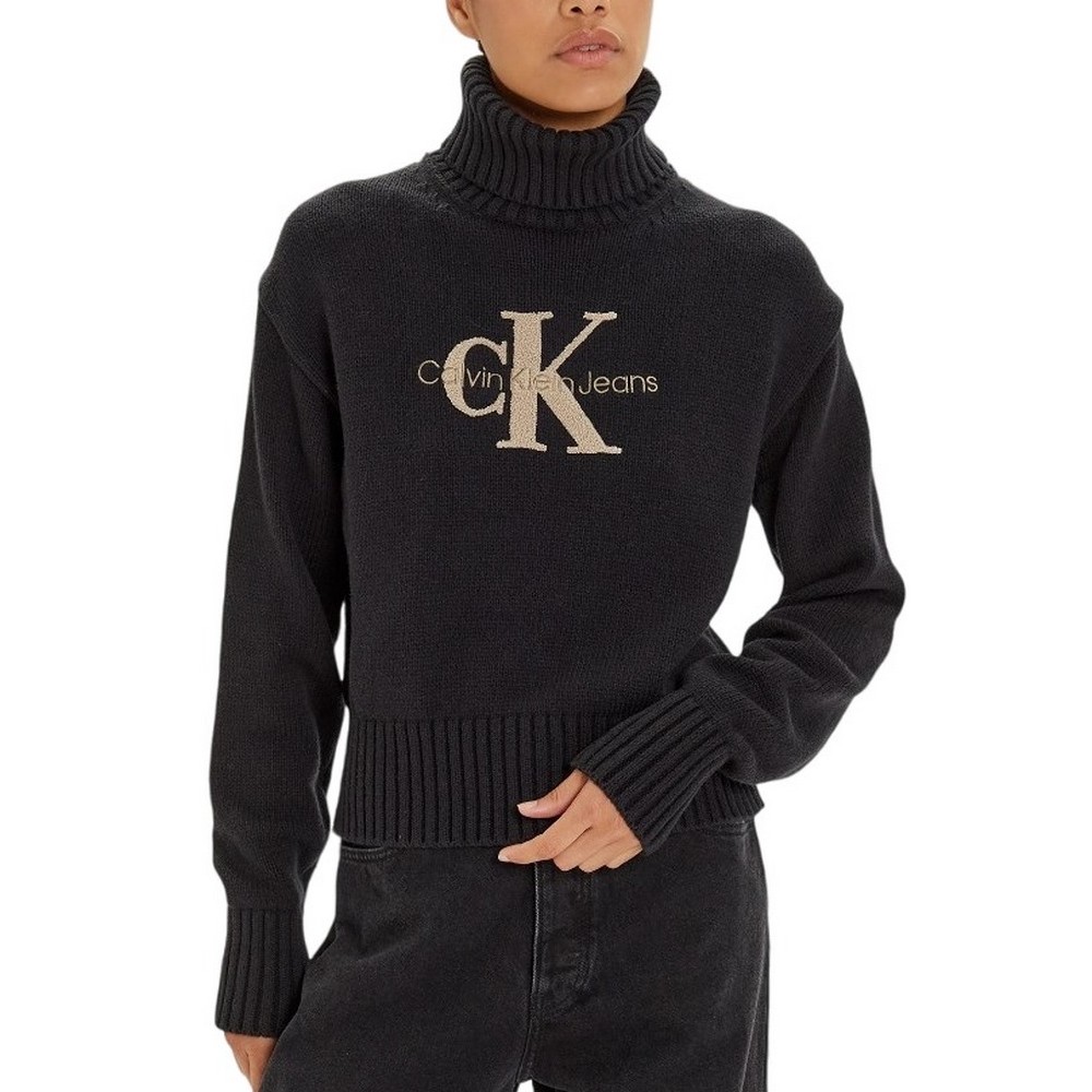 CALVIN KLEIN JEANS CHENILLE MONOLOGO SWEATER ΜΠΛΟΥΖΑ ΓΥΝΑΙΚΕΙΑ BLACK