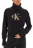 CALVIN KLEIN JEANS CHENILLE MONOLOGO SWEATER ΜΠΛΟΥΖΑ ΓΥΝΑΙΚΕΙΑ BLACK