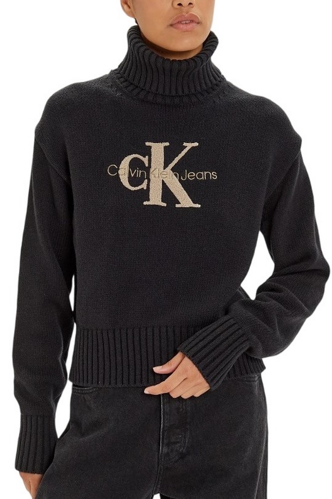 CALVIN KLEIN JEANS CHENILLE MONOLOGO SWEATER ΜΠΛΟΥΖΑ ΓΥΝΑΙΚΕΙΑ BLACK