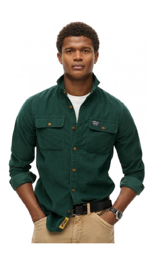 SUPERDRY D2 OVIN CORDUROY WORKWEAR SHIRT ΠΟΥΚΑΜΙΣΟ ΑΝΔΡΙΚΟ GREEN