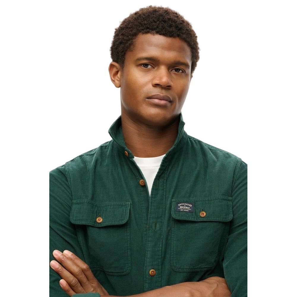 D2 OVIN CORDUROY WORKWEAR SHIRT ΠΟΥΚΑΜΙΣΟ ΑΝΔΡΙΚΟ GREEN