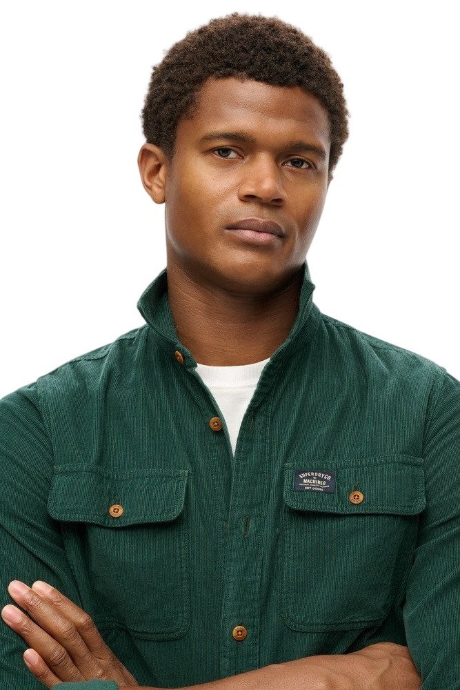 SUPERDRY D2 OVIN CORDUROY WORKWEAR SHIRT ΠΟΥΚΑΜΙΣΟ ΑΝΔΡΙΚΟ GREEN