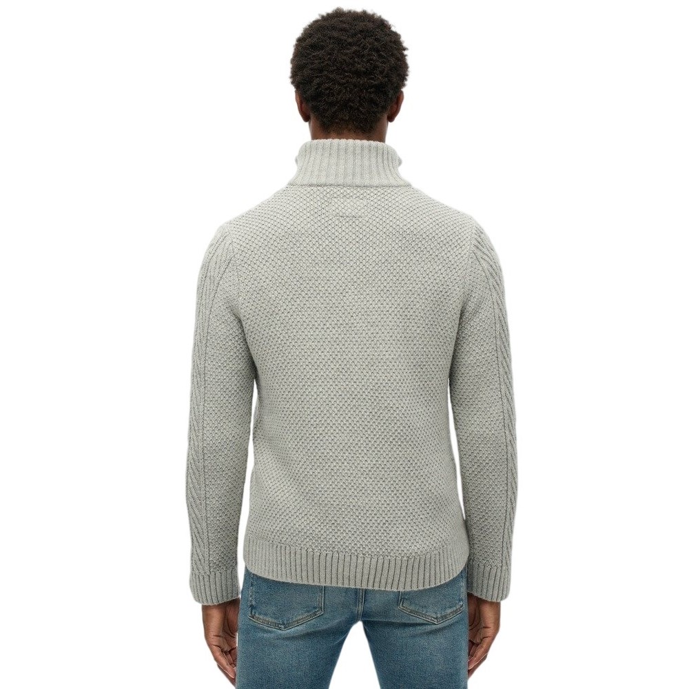 SUPERDRY D1 OVIN JACOB CABLE KNIT HALF ZIP ΜΠΛΟΥΖΑ ΠΛΕΚΤΗ ΑΝΔΡΙΚΗ GREY