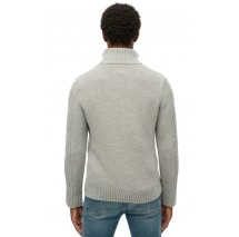 SUPERDRY D1 OVIN JACOB CABLE KNIT HALF ZIP ΜΠΛΟΥΖΑ ΠΛΕΚΤΗ ΑΝΔΡΙΚΗ GREY