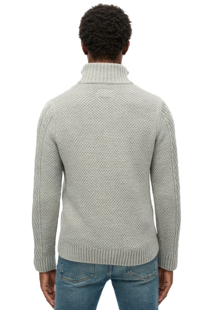 SUPERDRY D1 OVIN JACOB CABLE KNIT HALF ZIP ΜΠΛΟΥΖΑ ΠΛΕΚΤΗ ΑΝΔΡΙΚΗ GREY