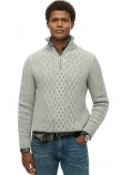 SUPERDRY D1 OVIN JACOB CABLE KNIT HALF ZIP ΜΠΛΟΥΖΑ ΠΛΕΚΤΗ ΑΝΔΡΙΚΗ GREY