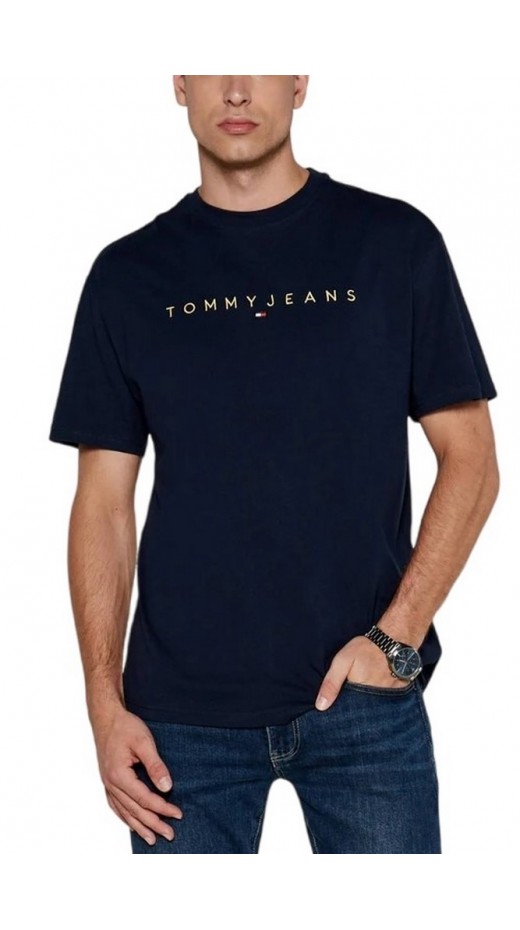 TOMMY HILFIGER REG GOLD LINEAR LOGO TEE T-SHIRT ΜΠΛΟΥΖΑ ΑΝΔΡΙΚΗ NAVY