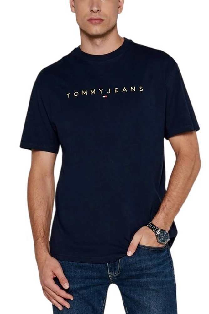 TOMMY JEANS REG GOLD LINEAR LOGO TEE T-SHIRT ΜΠΛΟΥΖΑ ΑΝΔΡΙΚΗ NAVY