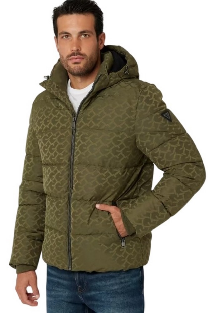 GUESS MONOGRAM PUFFA JKT ΜΠΟΥΦΑΝ ΑΝΔΡΙΚΟ KHAKI