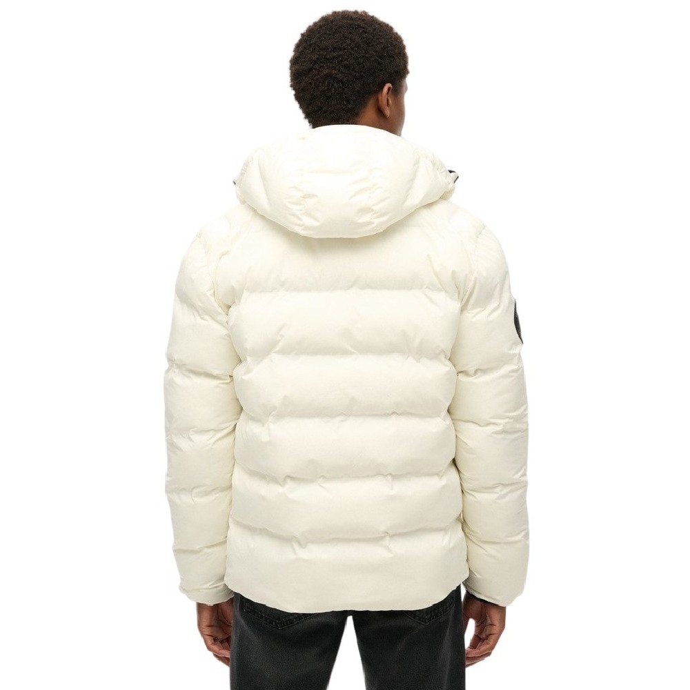 SUPERDRY D3 OVIN HOODED CITY GRAPHIC PUFFER JKT ΜΠΟΥΦΑΝ ΑΝΔΡΙΚΟ OFF WHITE