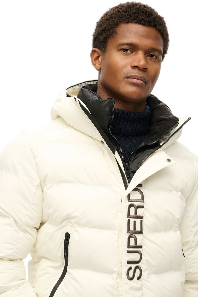 SUPERDRY D3 OVIN HOODED CITY GRAPHIC PUFFER JKT ΜΠΟΥΦΑΝ ΑΝΔΡΙΚΟ OFF WHITE