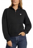 GUESS JEANS  HALF ZIP OS MINI ΜΠΛΟΥΖΑ ΦΟΥΤΕΡ ΓΥΝΑΙΚΕΙΑ BLACK