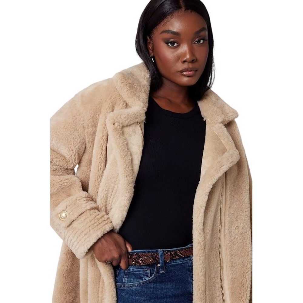 GUESS LS ELISABETTA SHEARLING COAT ΓΟΥΝΑ ΓΥΝΑΙΚΕΙΑ BEIGE