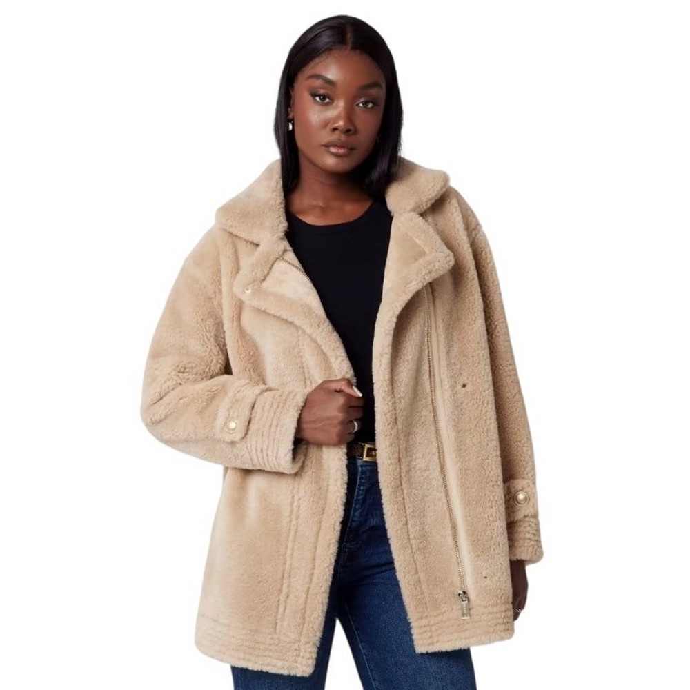 GUESS LS ELISABETTA SHEARLING COAT ΓΟΥΝΑ ΓΥΝΑΙΚΕΙΑ BEIGE