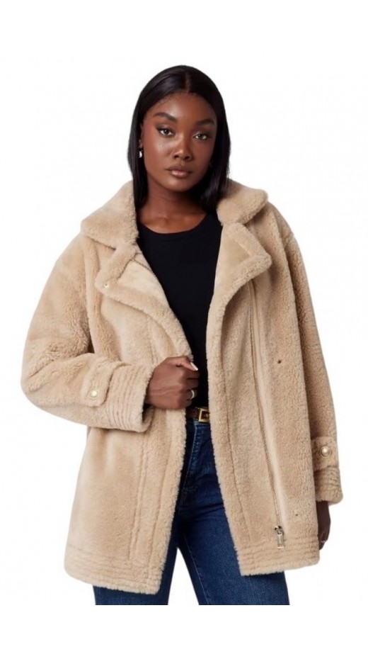 GUESS LS ELISABETTA SHEARLING COAT ΓΟΥΝΑ ΓΥΝΑΙΚΕΙΑ BEIGE