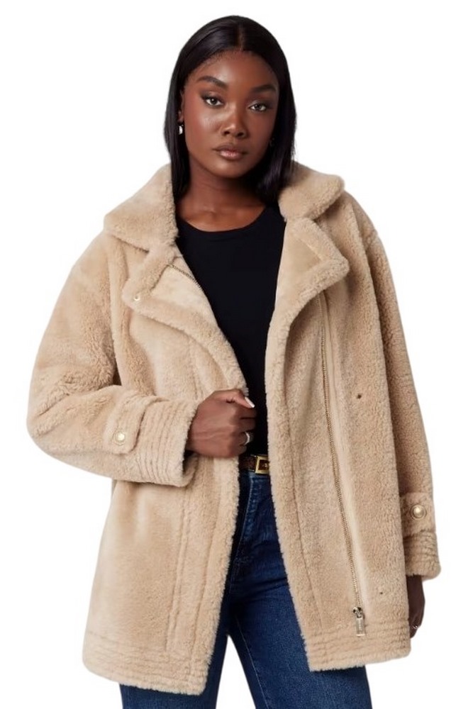 GUESS LS ELISABETTA SHEARLING COAT ΓΟΥΝΑ ΓΥΝΑΙΚΕΙΑ BEIGE