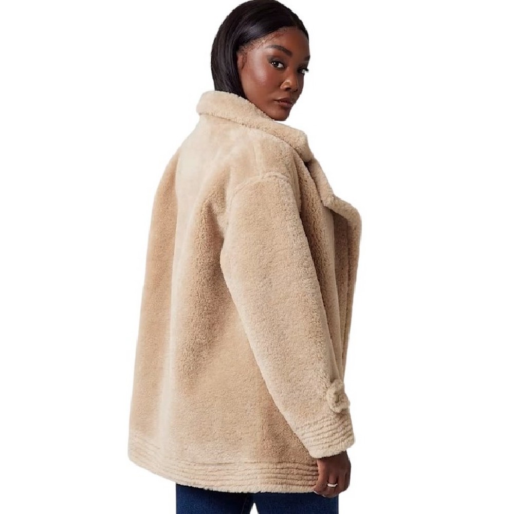 GUESS LS ELISABETTA SHEARLING COAT ΓΟΥΝΑ ΓΥΝΑΙΚΕΙΑ BEIGE