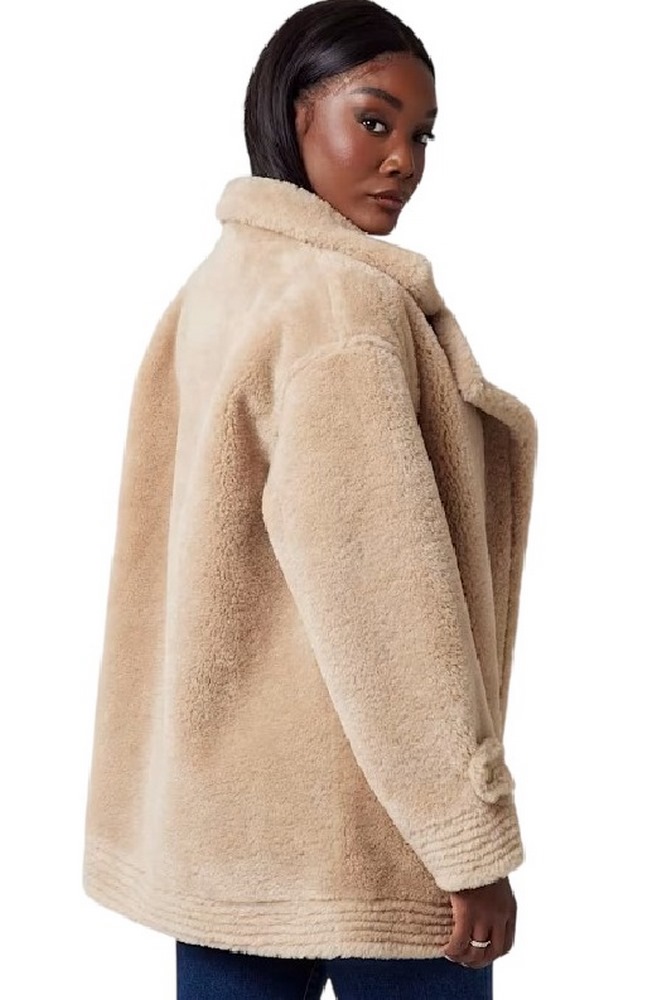 GUESS LS ELISABETTA SHEARLING COAT ΓΟΥΝΑ ΓΥΝΑΙΚΕΙΑ BEIGE