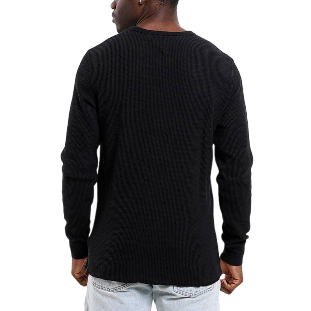 TOMMY JEANS SLIM WAFFLE L/S TEE EXT T-SHIRT ΜΠΛΟΥΖΑ ΑΝΔΡΙΚΗ BLACK