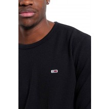 TOMMY JEANS SLIM WAFFLE L/S TEE EXT T-SHIRT ΜΠΛΟΥΖΑ ΑΝΔΡΙΚΗ BLACK