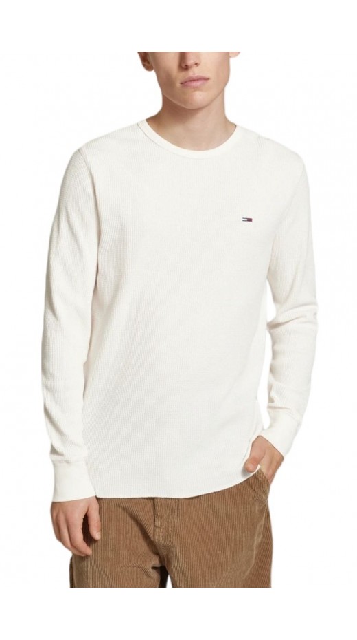 TOMMY JEANS SLIM WAFFLE L/S TEE EXT T-SHIRT ΜΠΛΟΥΖΑ ΑΝΔΡΙΚΗ WHITE