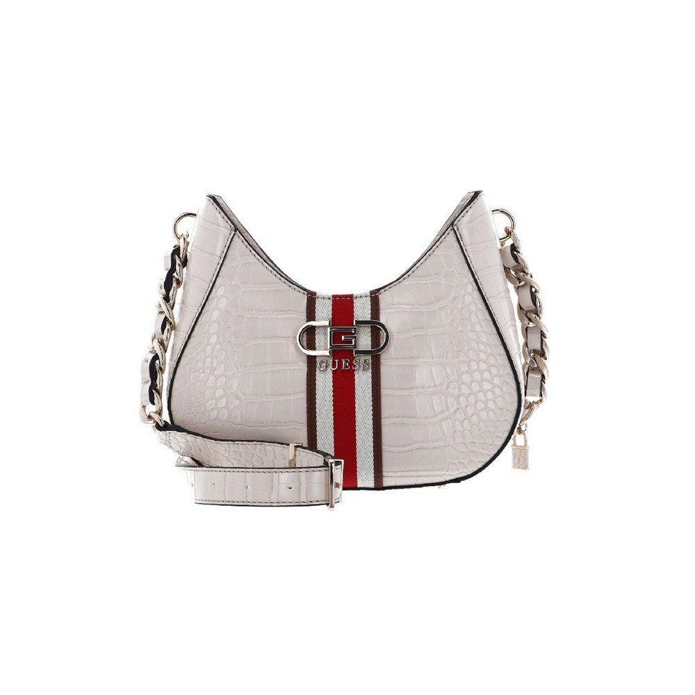 GUESS NELKA TOP ZIP CROSSBODY ΤΣΑΝΤΑ ΓΥΝΑΙΚΕΙΑ STONE