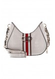 GUESS NELKA TOP ZIP CROSSBODY ΤΣΑΝΤΑ ΓΥΝΑΙΚΕΙΑ STONE