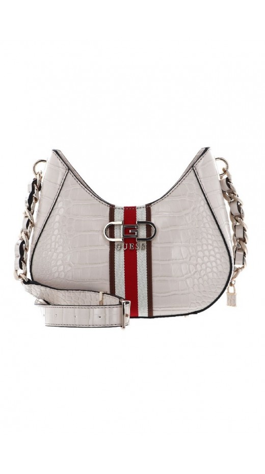 GUESS NELKA TOP ZIP CROSSBODY ΤΣΑΝΤΑ ΓΥΝΑΙΚΕΙΑ STONE