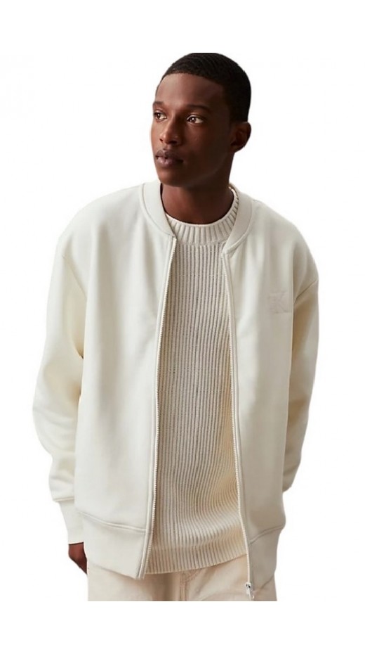 CALVIN KLEIN JEANS MONOLOGO APPLIQUE KNIT BOMBER ΖΑΚΕΤΑ ΑΝΔΡΙΚΗ IVORY