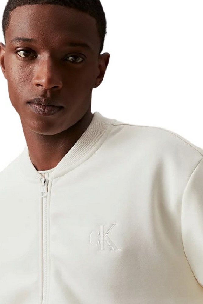 CALVIN KLEIN JEANS MONOLOGO APPLIQUE KNIT BOMBER ΖΑΚΕΤΑ ΑΝΔΡΙΚΗ IVORY