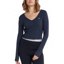 TOMMY HILFIGER TJW SLIM ESSENTIAL RIB V LS ΜΠΛΟΥΖΑ ΓΥΝΑΙΚΕΙΑ NAVY