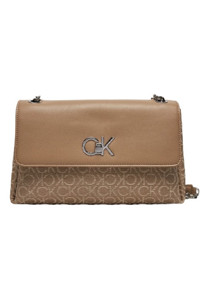 CALVIN KLEIN RE-LOCK CONV SHOULDER BAG_JQC ΤΣΑΝΤΑ ΓΥΝΑΙΚΕΙΑ BEIGE