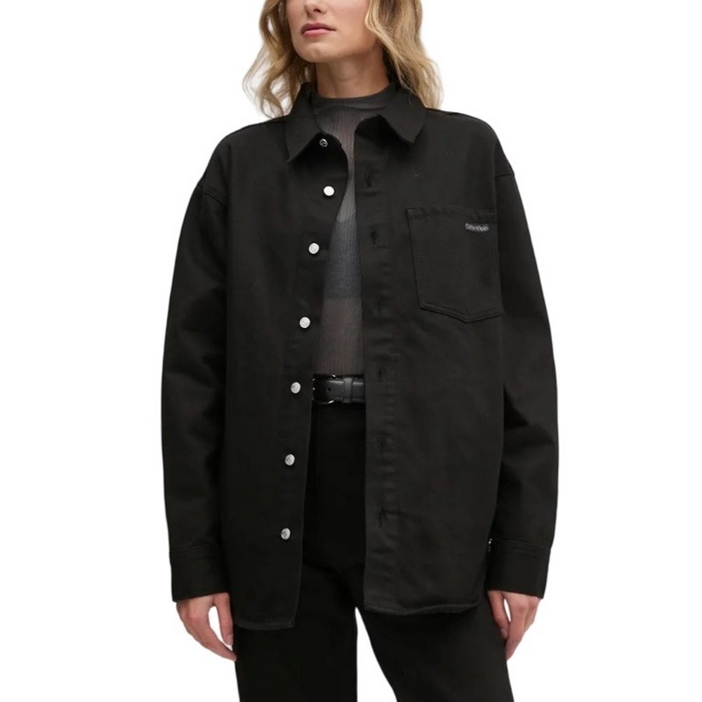 CALVIN KLEIN JEANS DAD DENIM OVERSHIRT ΠΟΥΚΑΜΙΣΟ ΓΥΝΑΙΚΕΙΟ DENIM BLACK