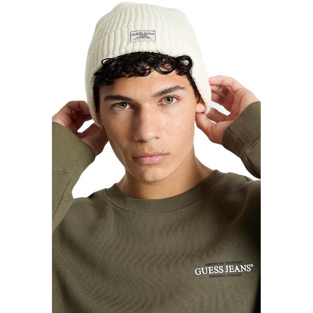 GUESS JEANS  BEANIE UNISEX ΣΚΟΥΦΟΣ ΑΝΔΡΙΚΟΣ WHITE