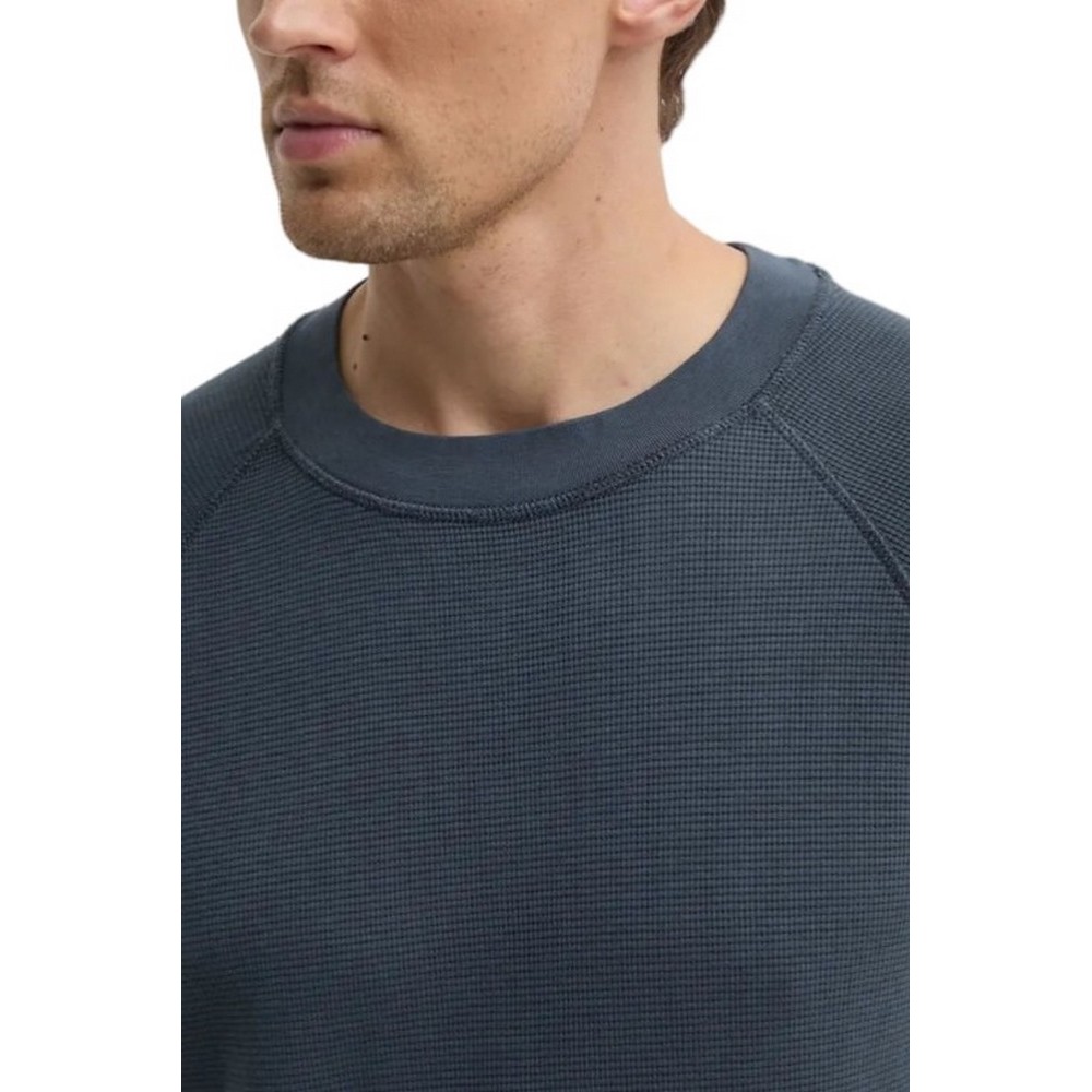 CALVIN KLEIN JEANS WASHED WOVEN LABEL WAFFLE RAGLAN ΜΠΛΟΥΖΑ ΑΝΔΡΙΚΗ DARK GREY