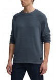 CALVIN KLEIN JEANS WASHED WOVEN LABEL WAFFLE RAGLAN ΜΠΛΟΥΖΑ ΑΝΔΡΙΚΗ DARK GREY