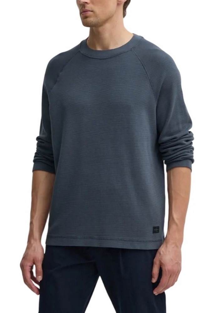 CALVIN KLEIN JEANS WASHED WOVEN LABEL WAFFLE RAGLAN ΜΠΛΟΥΖΑ ΑΝΔΡΙΚΗ DARK GREY