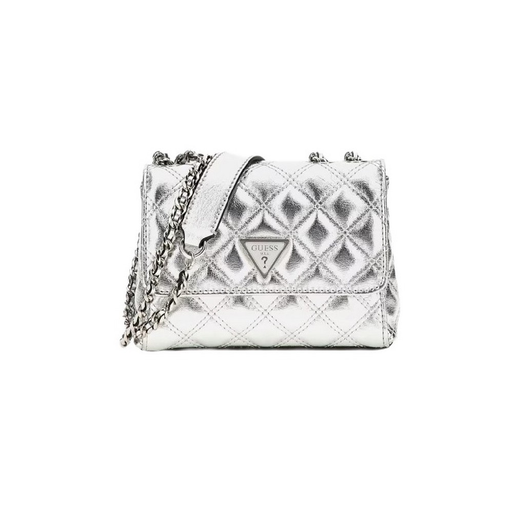 GUESS GIULLY MINI 2 COMP CNVRTBL FLP ΤΣΑΝΤΑ ΓΥΝΑΙΚΕΙΑ SILVER