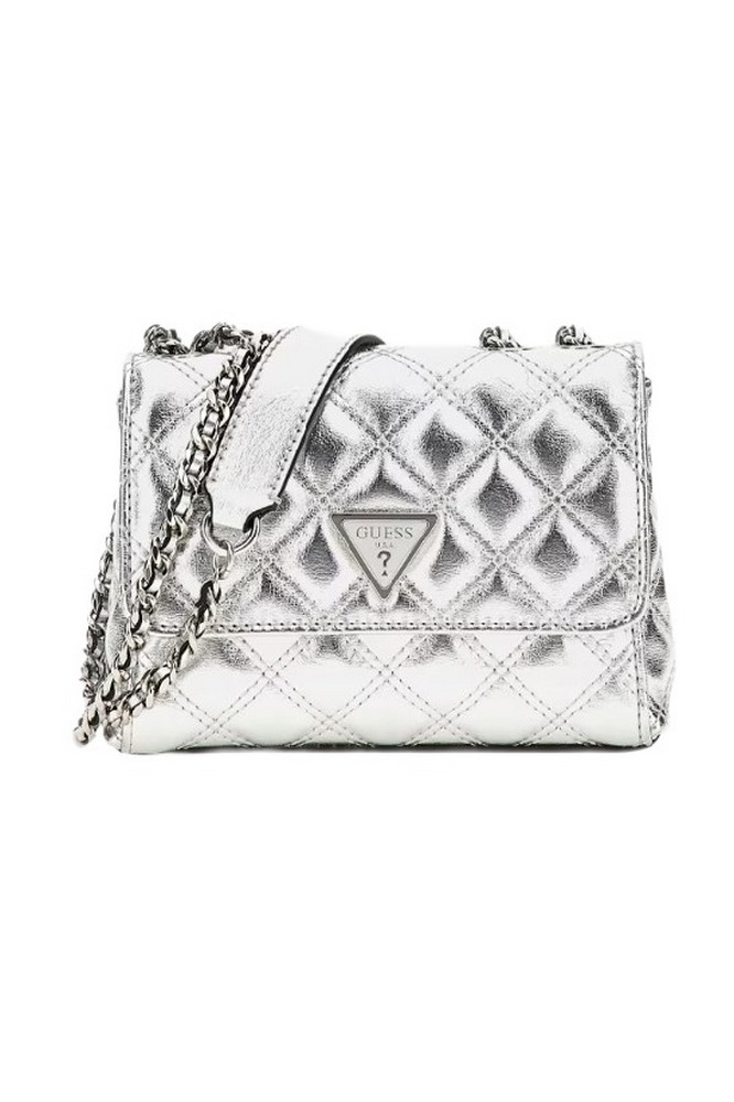 GUESS GIULLY MINI 2 COMP CNVRTBL FLP ΤΣΑΝΤΑ ΓΥΝΑΙΚΕΙΑ SILVER