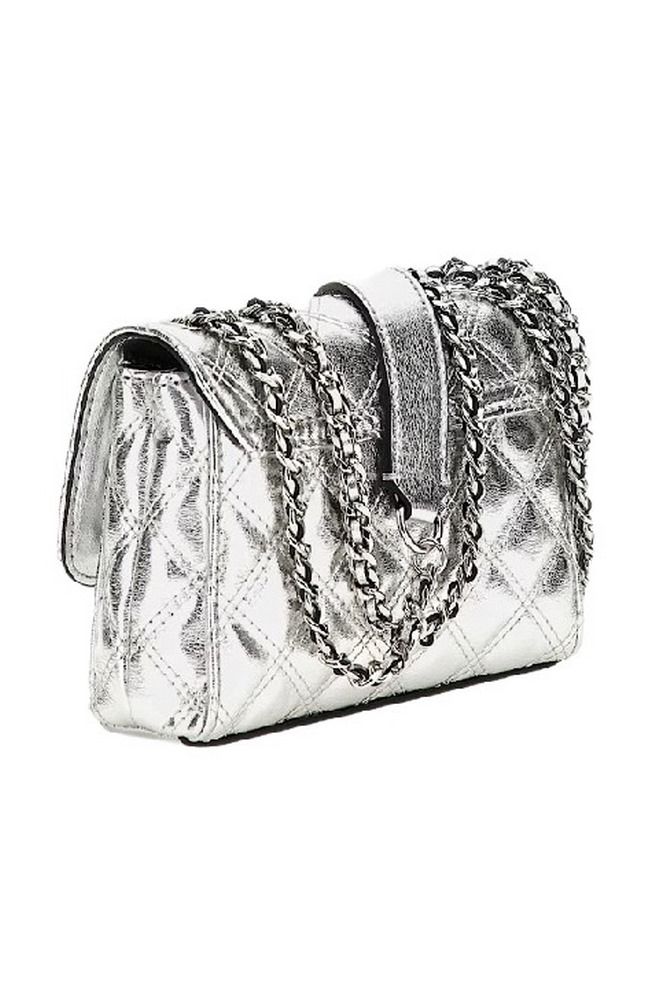 GUESS GIULLY MINI 2 COMP CNVRTBL FLP ΤΣΑΝΤΑ ΓΥΝΑΙΚΕΙΑ SILVER