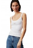 CALVIN KLEIN JEANS WOVEN LABEL RIB TANK ΤΟΠ ΓΥΝΑΙΚΕΙΟ BRIGHT WHITE