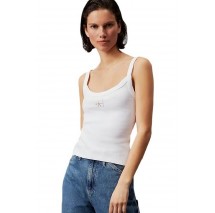 CALVIN KLEIN JEANS WOVEN LABEL RIB TANK ΤΟΠ ΓΥΝΑΙΚΕΙΟ BRIGHT WHITE