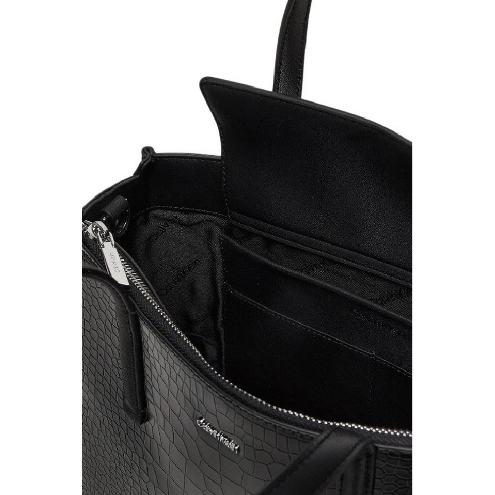 CALVIN KLEIN MUST MEDIUM TOTE_CROCO ΤΣΑΝΤΑ ΓΥΝΑΙΚΕΙΑ BLACK