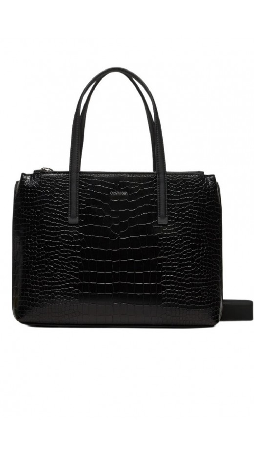 CALVIN KLEIN MUST MEDIUM TOTE_CROCO ΤΣΑΝΤΑ ΓΥΝΑΙΚΕΙΑ BLACK