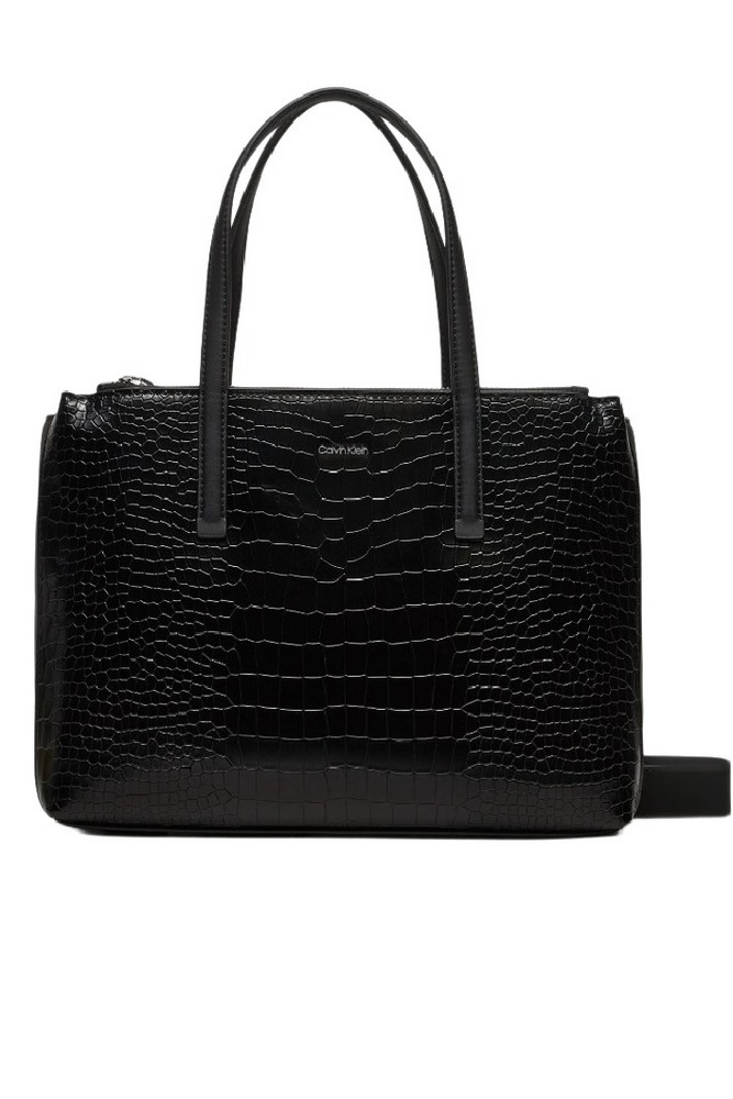 CALVIN KLEIN MUST MEDIUM TOTE_CROCO ΤΣΑΝΤΑ ΓΥΝΑΙΚΕΙΑ BLACK