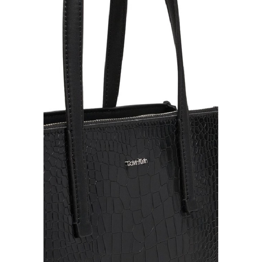 CALVIN KLEIN MUST MEDIUM TOTE_CROCO ΤΣΑΝΤΑ ΓΥΝΑΙΚΕΙΑ BLACK