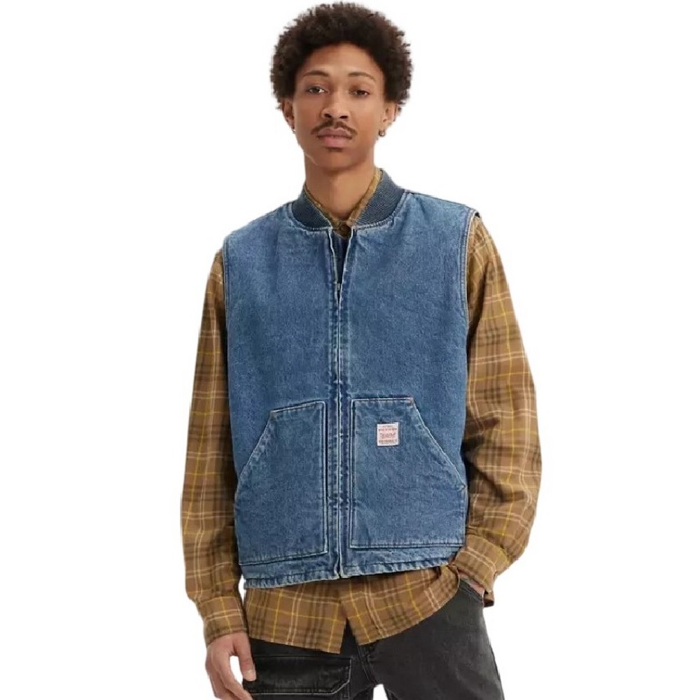 LEVI'S SANSOME VEST A85800000 ΓΙΛΕΚΟ ΜΠΟΥΦΑΝ ΑΝΔΡΙΚΟ BLUΕ DENIM