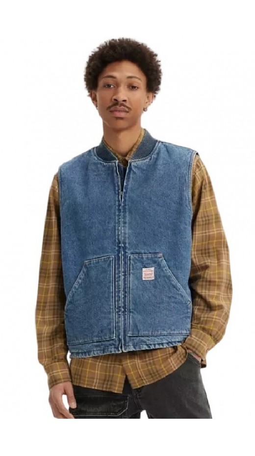 LEVIS SANSOME VEST A85800000 ΓΙΛΕΚΟ ΜΠΟΥΦΑΝ ΑΝΔΡΙΚΟ BLUΕ DENIM