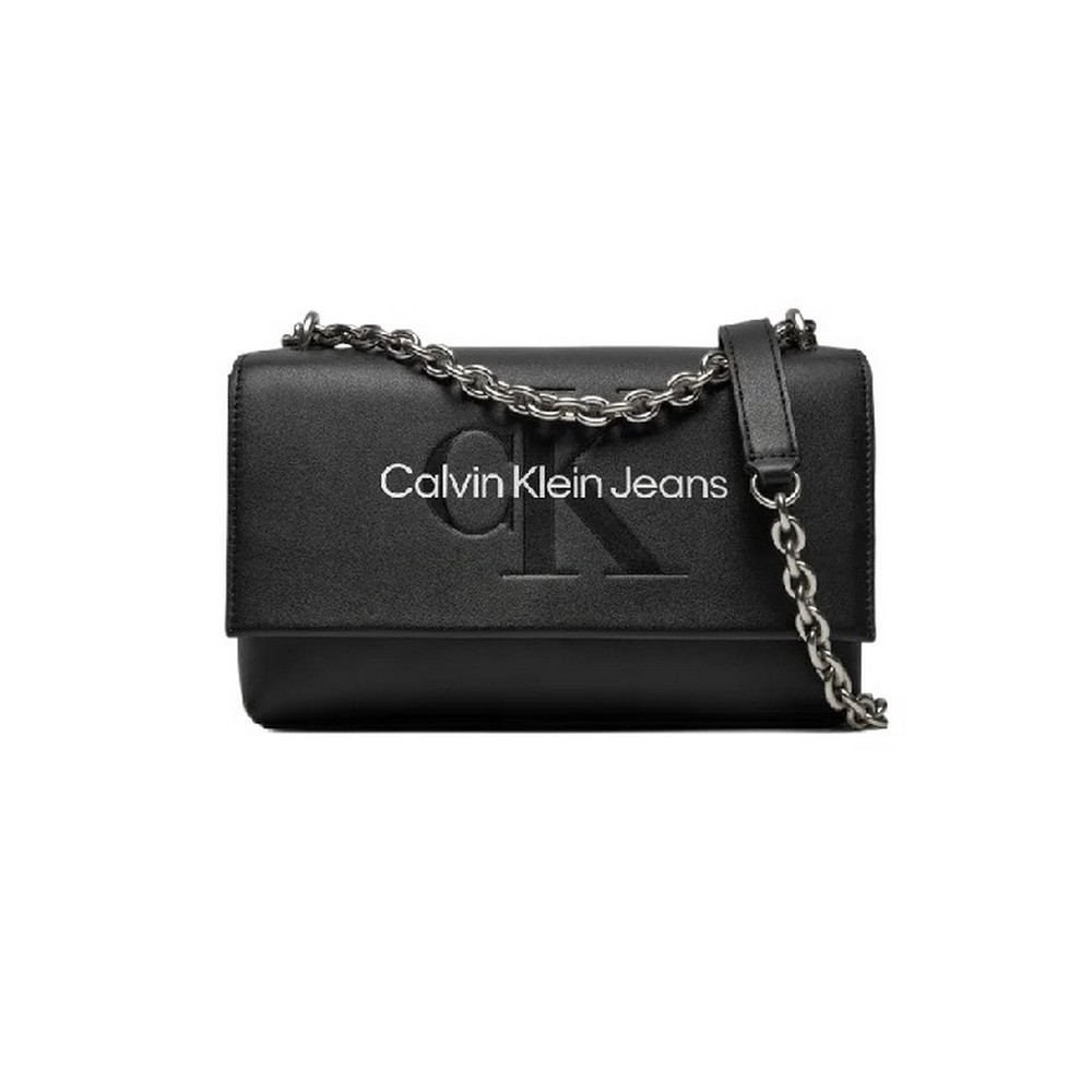 CALVIN KLEIN JEANS SCULPTED EW FLAP W/CHAIN25 MONO ΤΣΑΝΤΑ ΓΥΝΑΙΚΕΙΑ BLACK